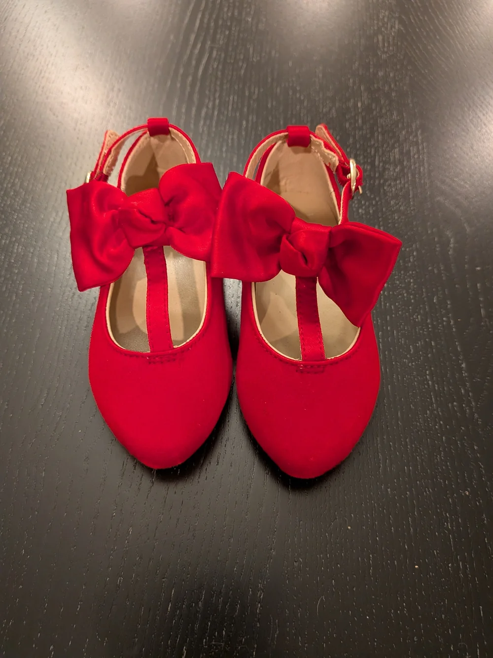 Janie and Jack Girls Red Bow T-Strap Dress Shoes